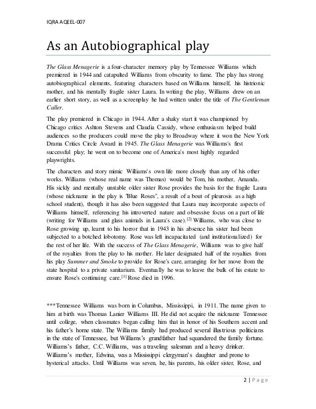 glass menagerie essay